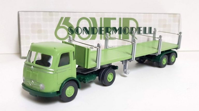Wiking 055402 Rungensattelzug Rheinkraft-Spedition – H0-Modell (1:87), MB 3850 Mit Spezialauflieger, Für Modellbauer, Kein Spielzeug